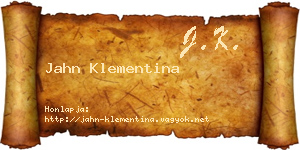 Jahn Klementina névjegykártya